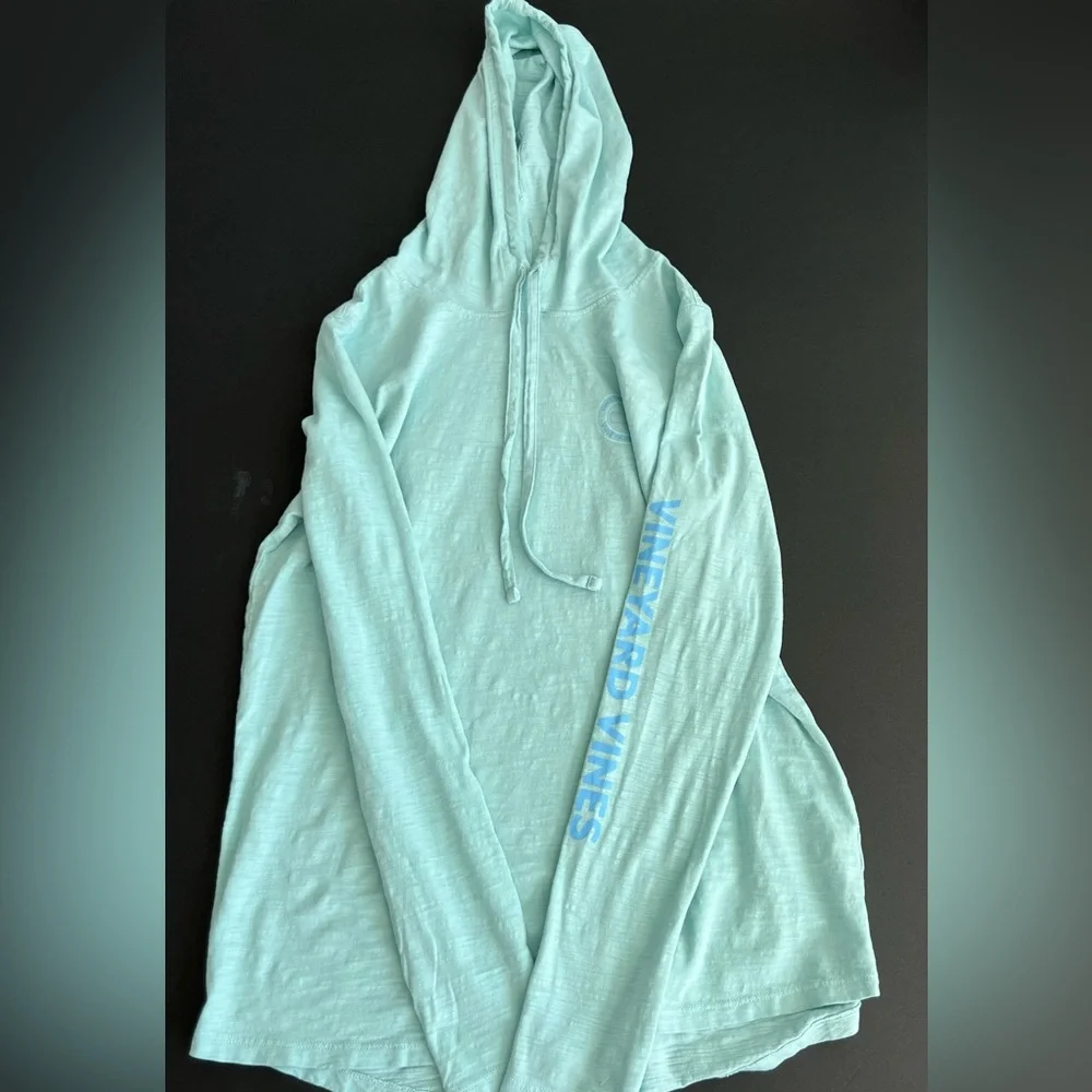 Vineyard Vines long sleeve hooded slub knit fabric  previously loved S mint/blue - Picture 7 of 8